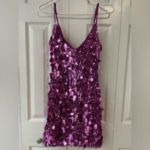 Magenta pink sequin party dress cocktail dress worn once like new